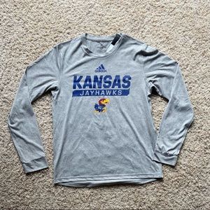 Adidas KU Jayhawks Long-Sleeved Tee, Mens Small
